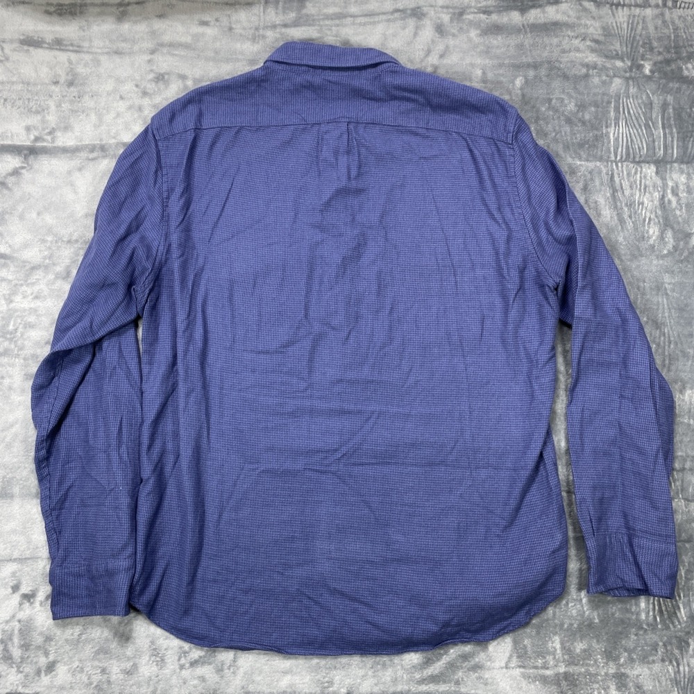 J Crew Shirt Mens XL Blue Cashmere Blend Slim Fit Long Sleeve Button Houndstooth - Picture 7 of 8